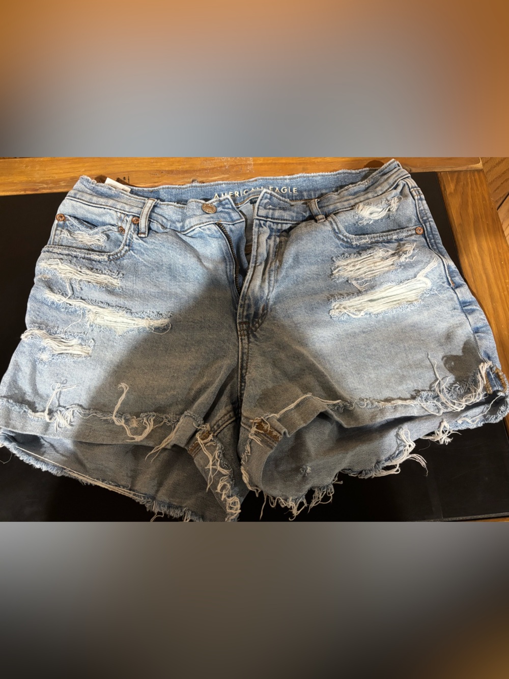 American Eagle Outfitters Light Wash Distressed Denim Cutoff Shorts